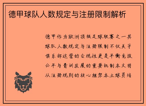 德甲球队人数规定与注册限制解析